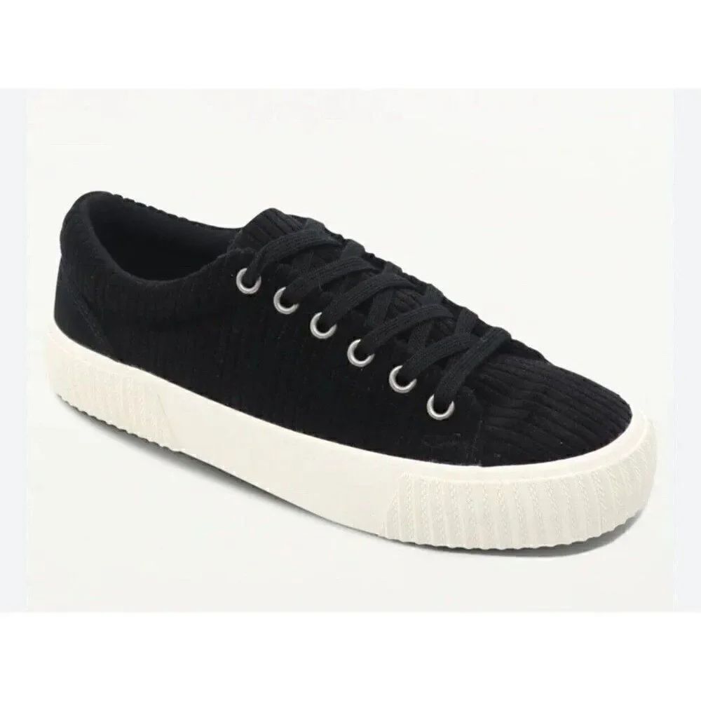 Splendid Womens Trinity Black White Ribbed Sneakers Shoes 8
